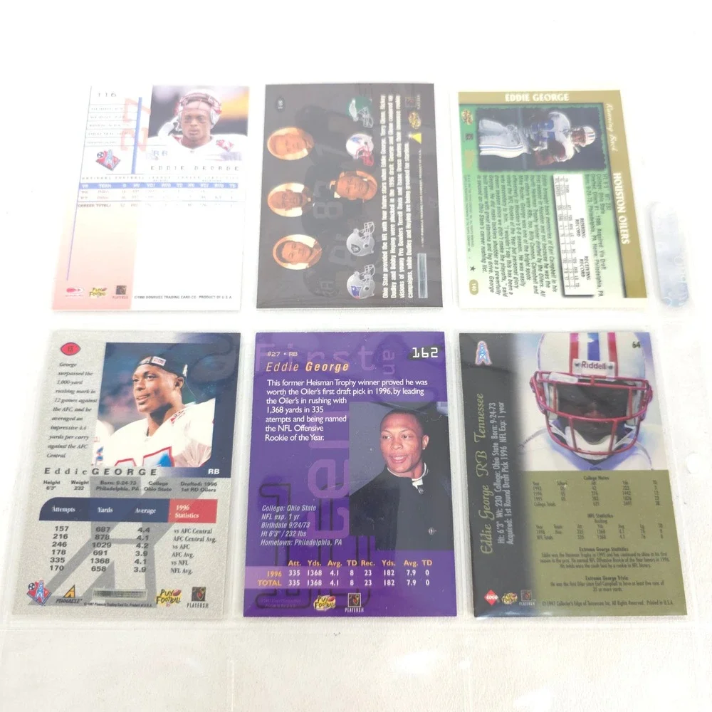 Eddie George Football Cards x30 Titans Fleer Topps Score NFL Inserts Autographed - Picture 10 of 10